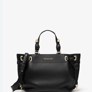 Michael Kors Greta Large Pebbled Leather Satchel Black